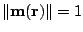 $ \Vert\mathbf{m(r)}\Vert=1$