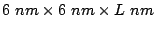 $ 6 nm \times 6 nm \times L nm$