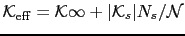 $ {\cal K}_\mathrm{eff}={\cal K}{\infty} + \vert{\cal K}_s\vert N_s/{\cal N}$