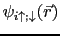 $ \psi_{i\uparrow;\downarrow }(\vec{r})$