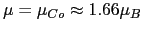 $ \mu=\mu_{Co}\approx1.66 \mu_{B}$